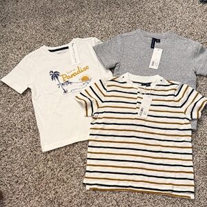 Janie and Jack Graphic and Striped Tees - White, Gray, Brown